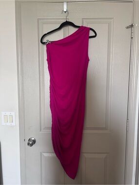 a new day One-Shoulder Draped Fuchsia Dress